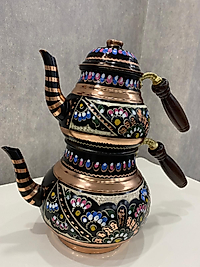 Bakır İşlemeli Çaydanlık Takımı