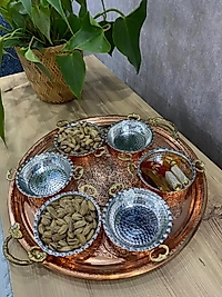 Bakır Tepsi ve Çerezlik Takımı