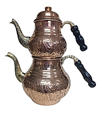 Bakır Çaydanlık Takımı İşlemeli