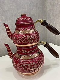 Bakır İşlemeli Çaydanlık Takımı