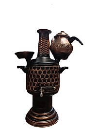 Eskitme Bakır Semaver 5lt Demlik Dahil