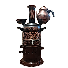 Bakır Semaver Eskitme 5 litre Demlik dahil