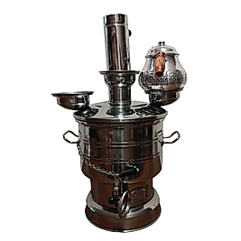 kömürlü krom semaver 8 litre Demlik dahil