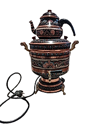 Bakır İşlemeli Elektirikli Semaver 8 litre