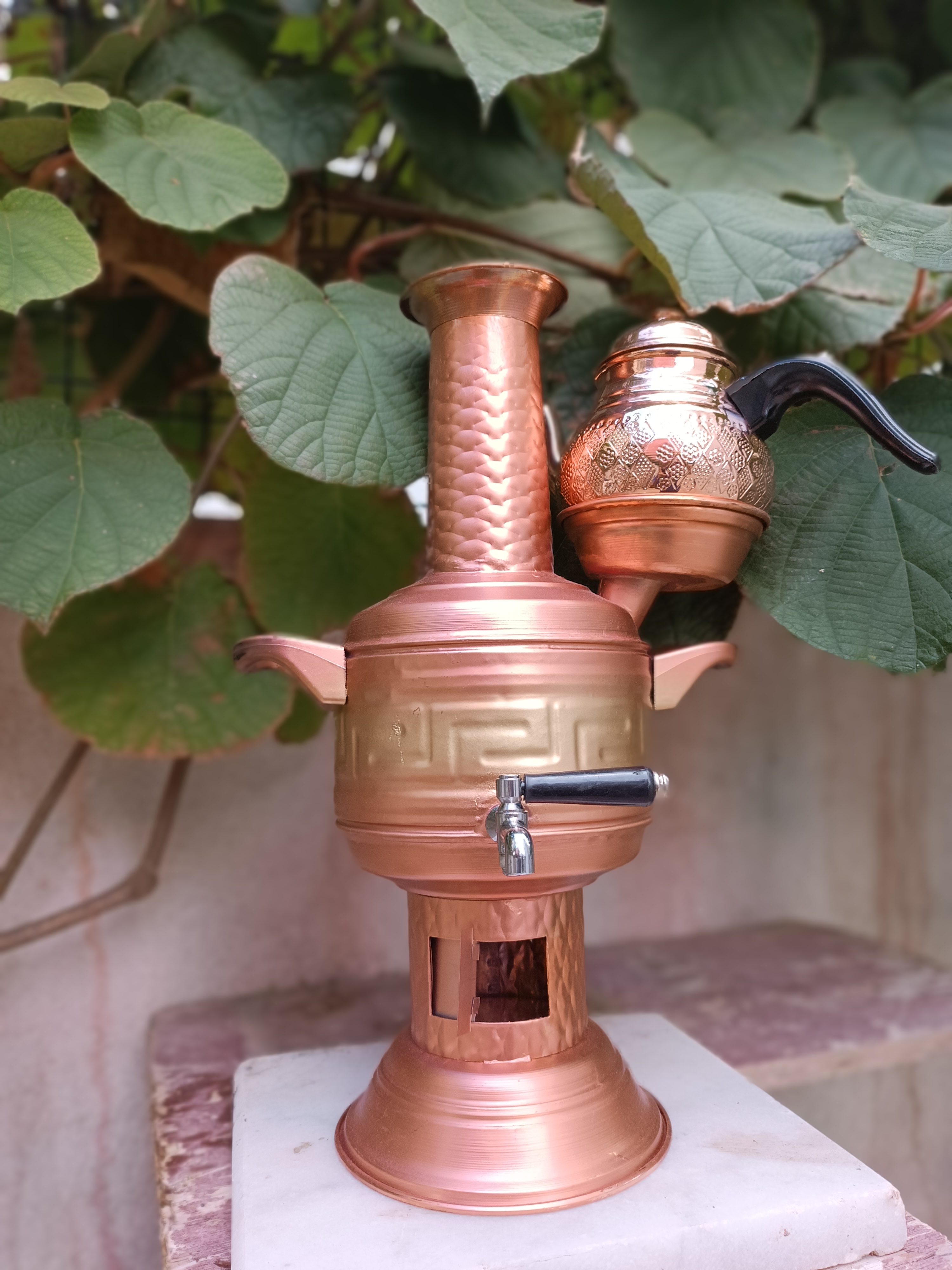 Bakır semaver 2 litre Demlikli