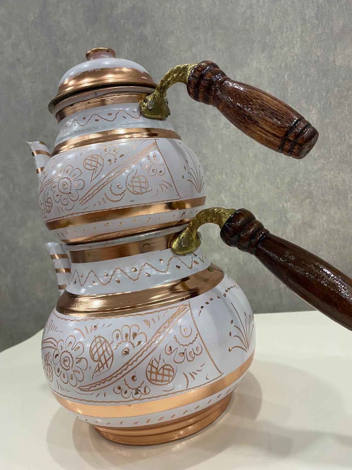 Bakır İşlemeli Çaydanlık Takımı