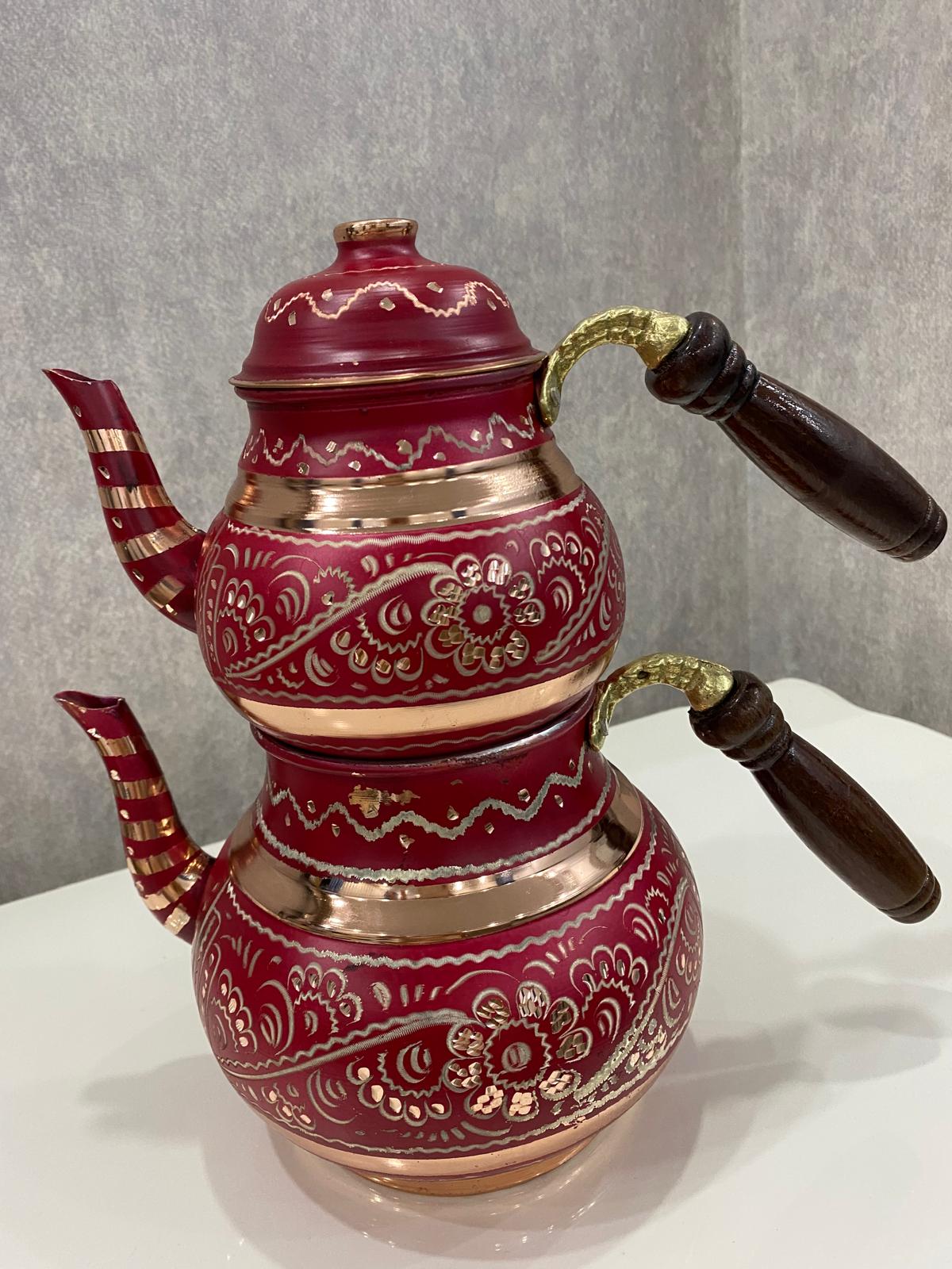 Bakır İşlemeli Çaydanlık Takımı