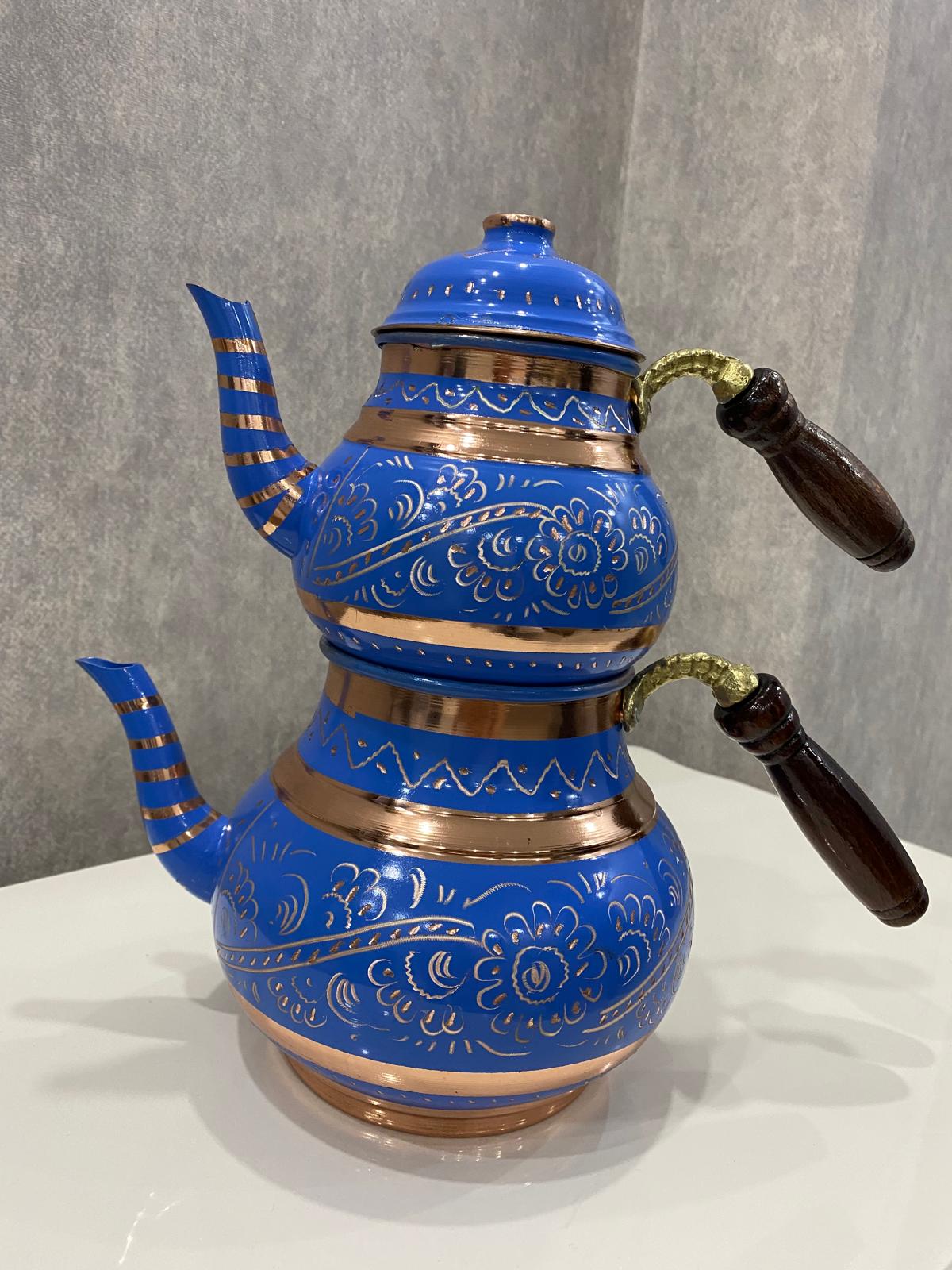 Bakır Çaydanlık Takımı İşlemeli