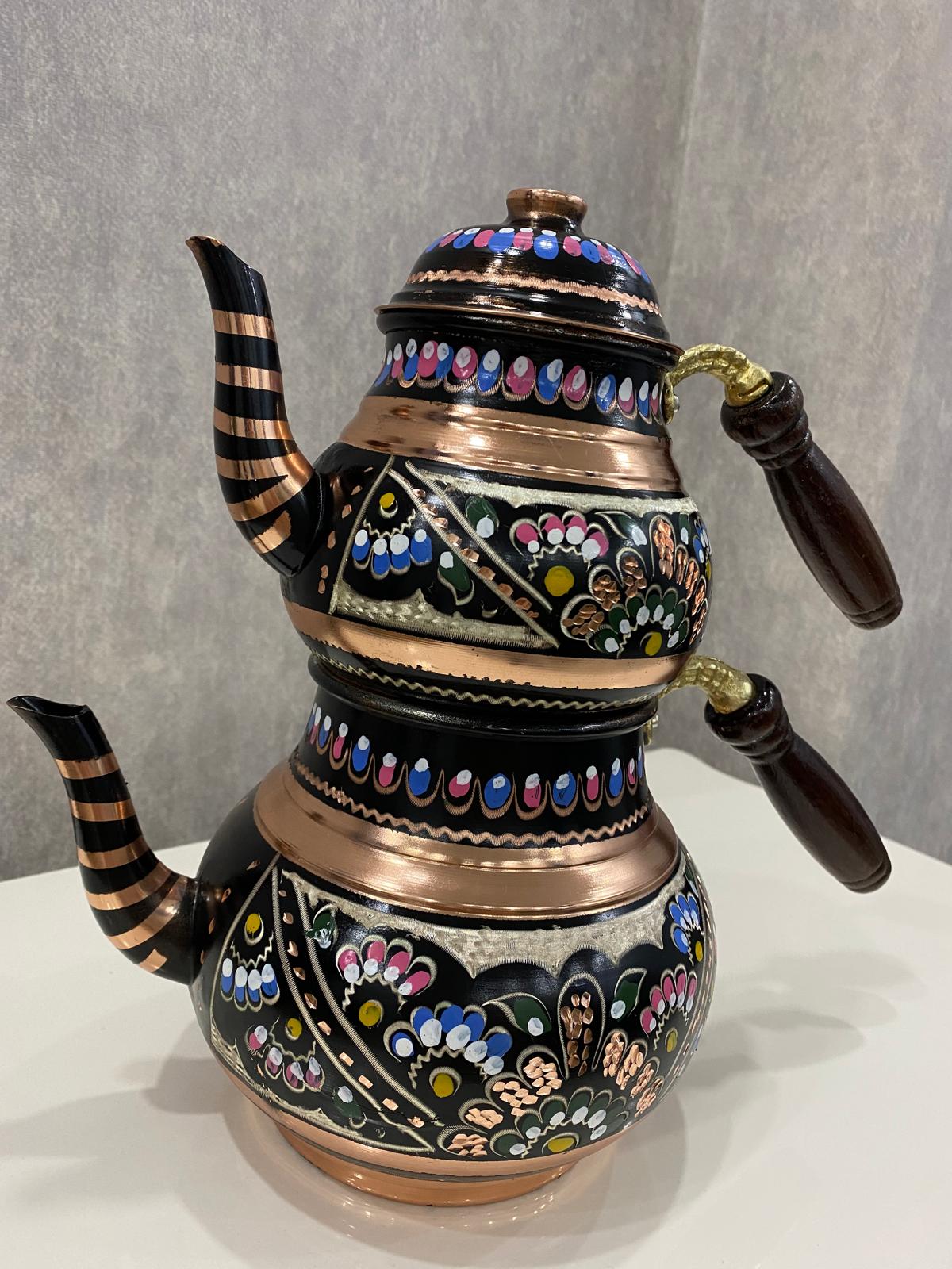 Bakır İşlemeli Çaydanlık Takımı