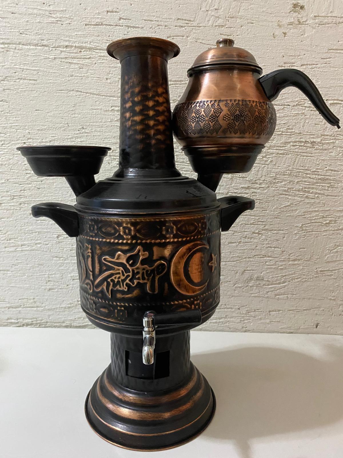 Eskitme Bakır Semaver Set