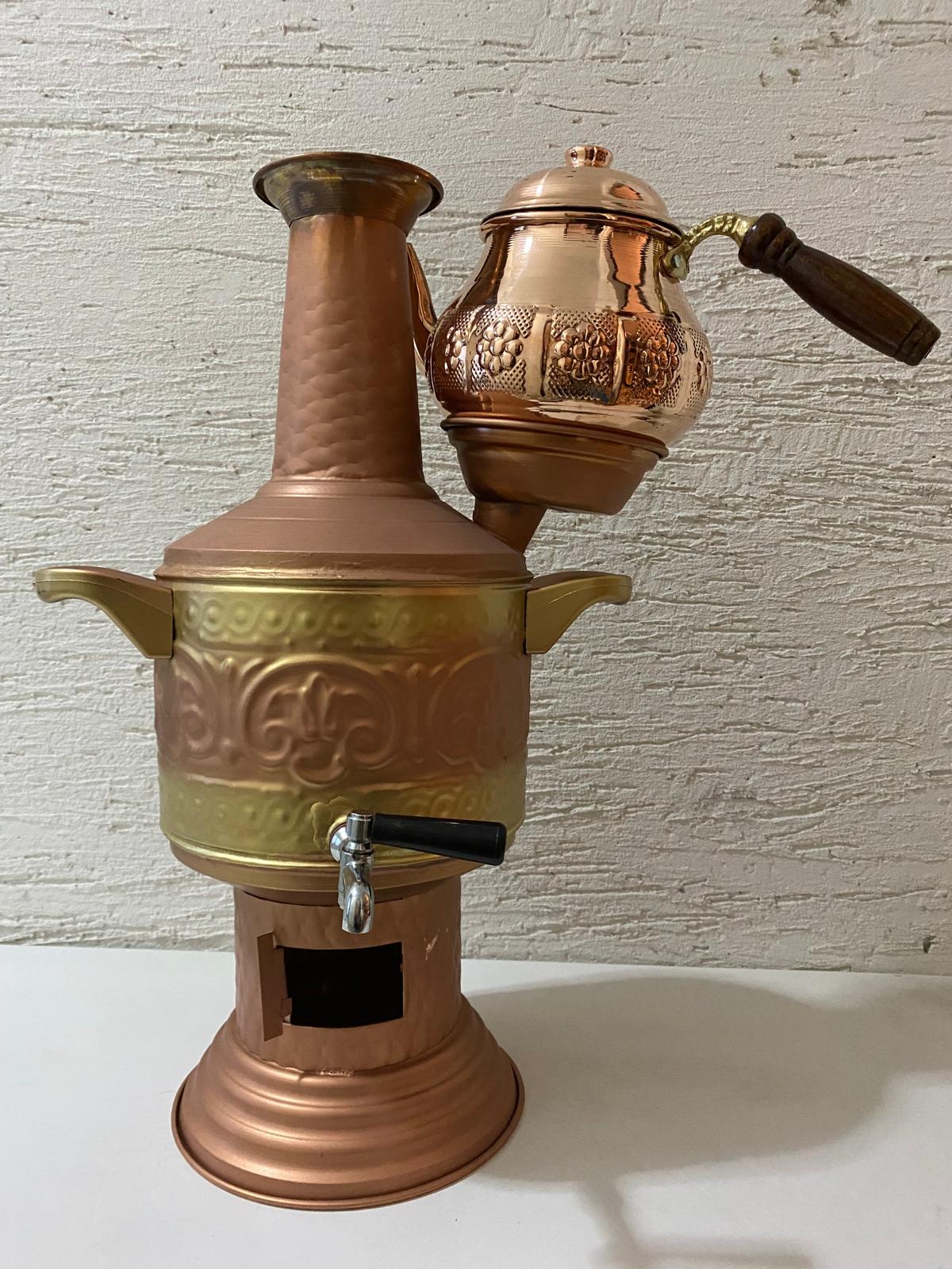 Bakır Semaver 3.5 litre Demlik dahil 5 litre