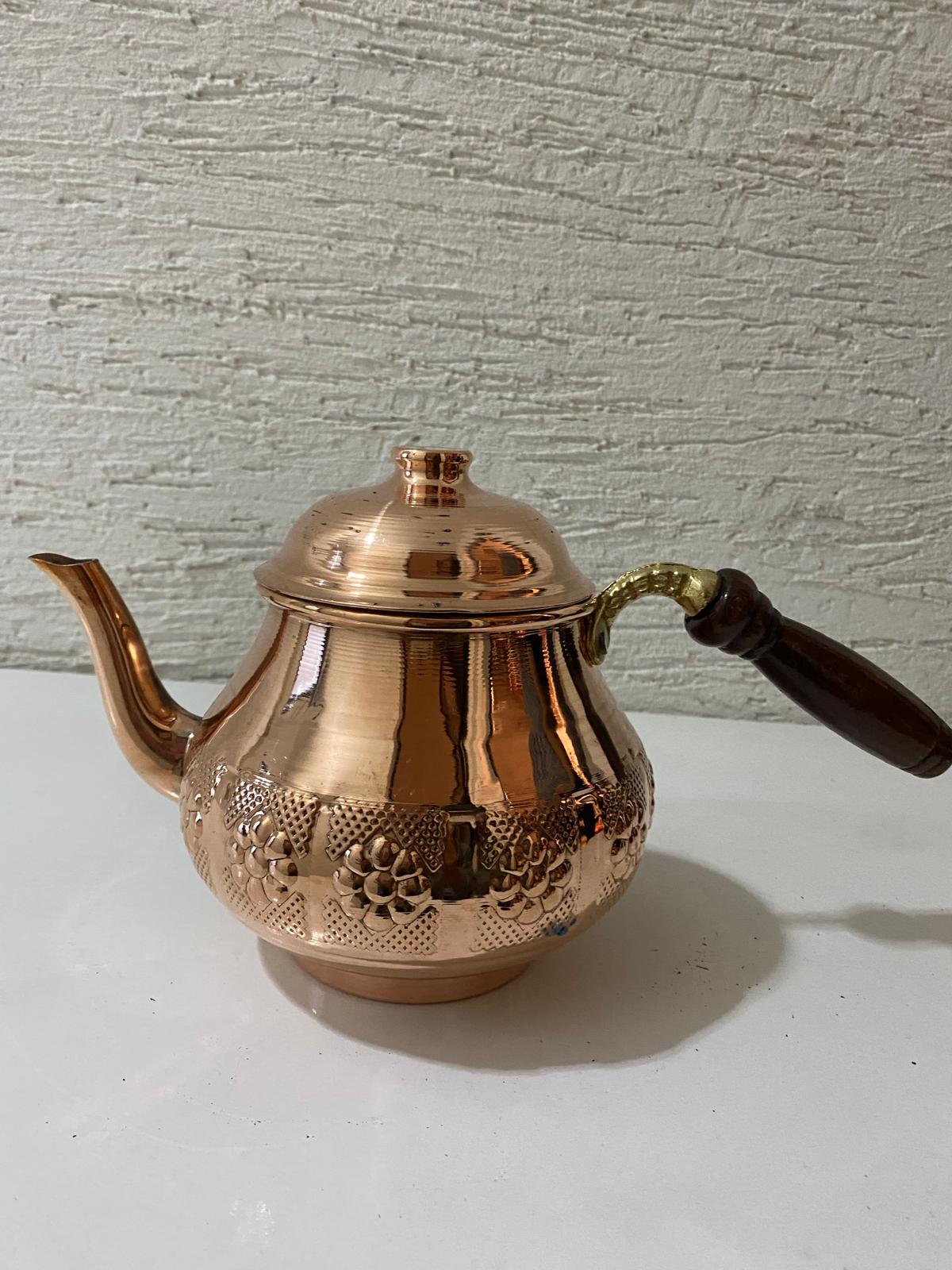 Bakır Semaver Demliği Ahşap Saplı