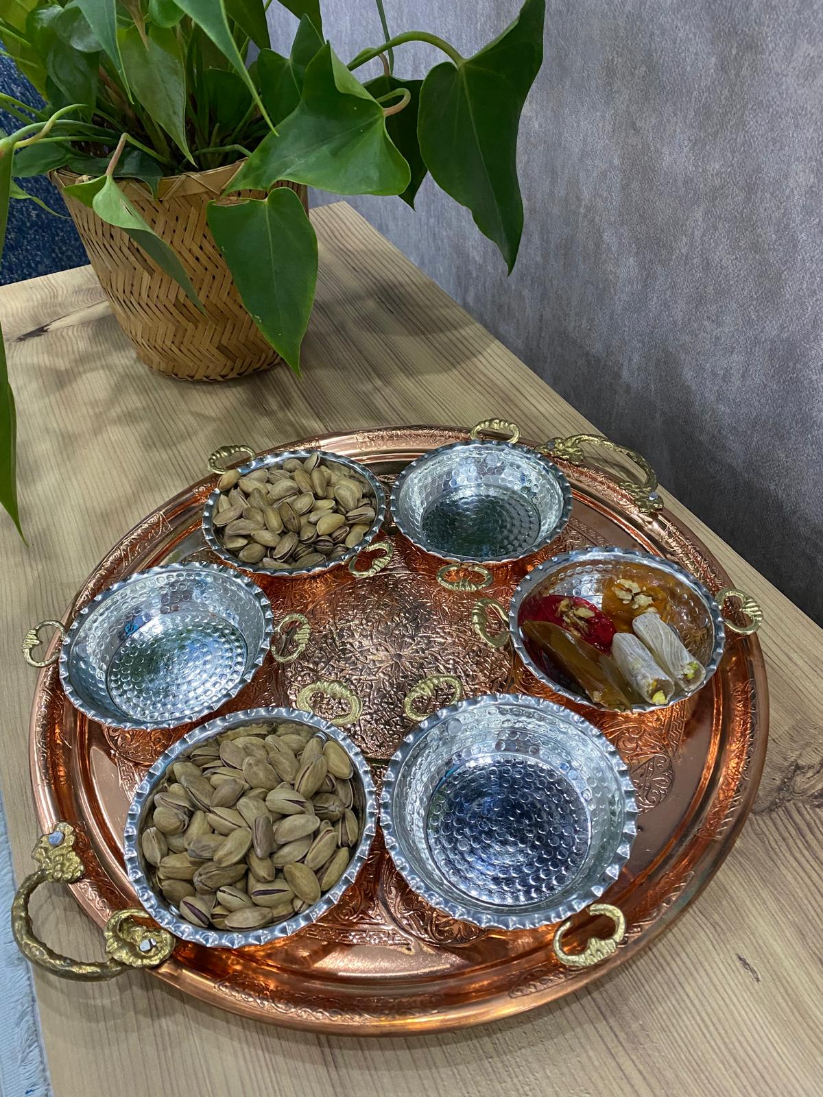 Bakır Tepsi ve Çerezlik Takımı