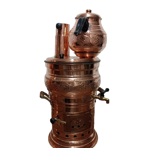 Bakır Semaver 5 litre Kalaylı Demlik dahil