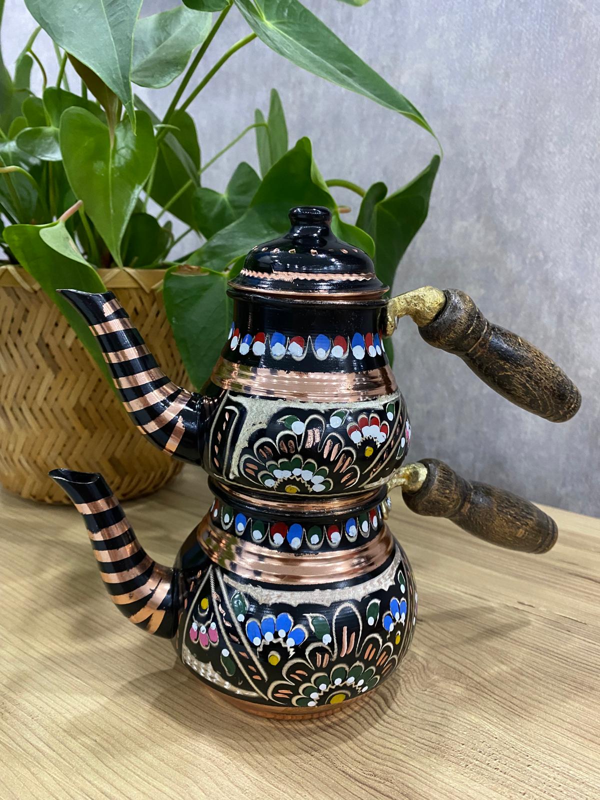 Bakır Mine işlemeli çaydanlık