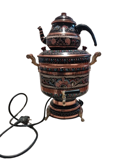 Bakır İşlemeli Elektirikli Semaver 8 litre