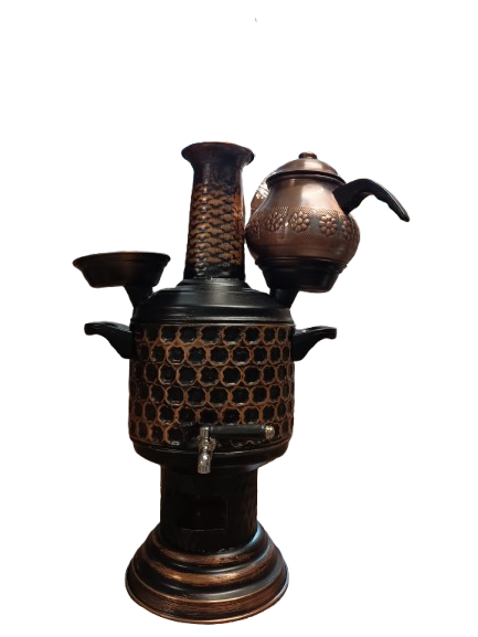 Eskitme Bakır Semaver 5lt Demlik Dahil