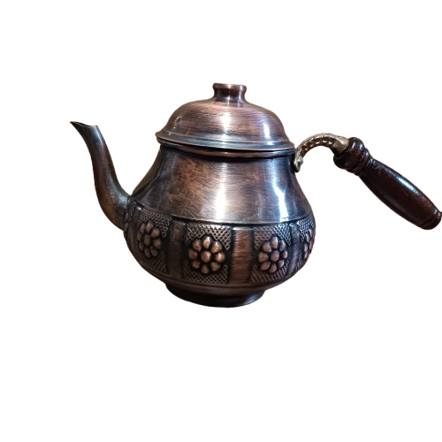 Bakır Semaver Demliği Eskitme Ahşap sap