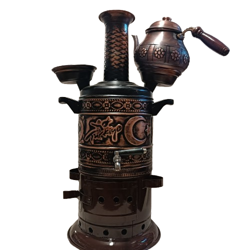 Bakır Semaver Eskitme 5lt Demlik Ahşap sap