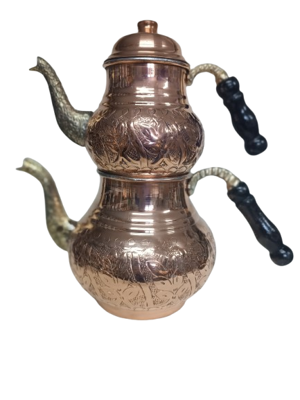 Bakır Çaydanlık Takımı İşlemeli