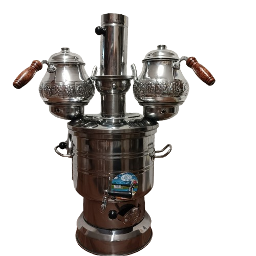 Zarif İş Kömürlü Semaver 6 Litre Demlikler Dahil