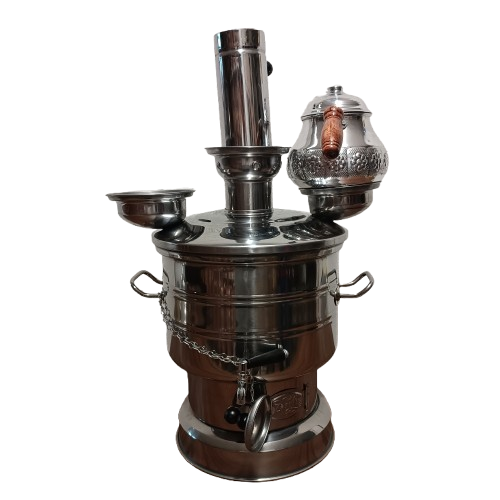 kömürlü krom semaver 8 litre Demlik dahil