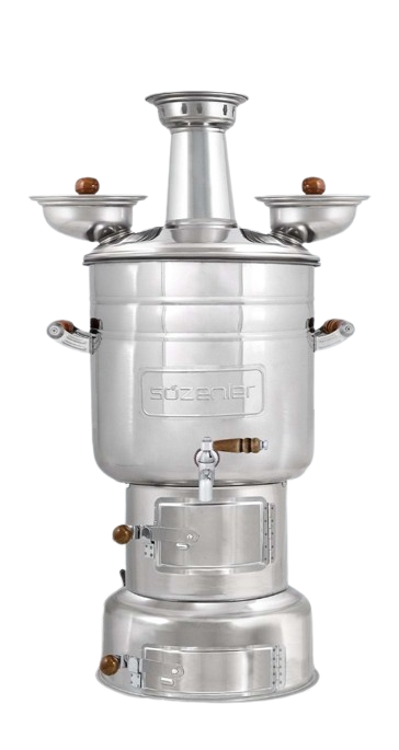 Sözenler 15 Litre Krom Semaver porselen kulp